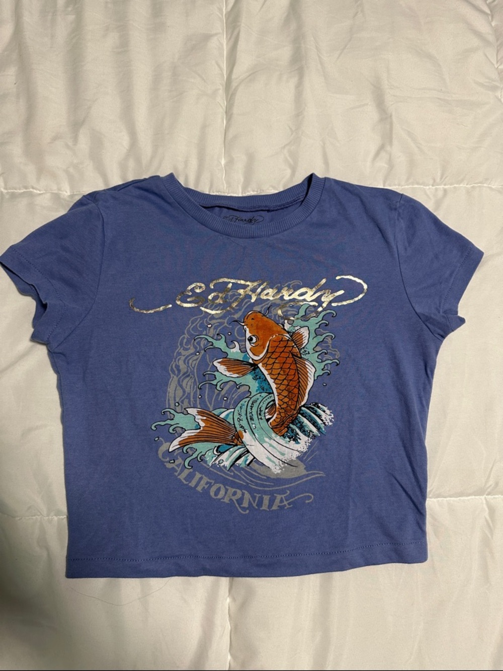 Ed Hardy Blue Cropped Top